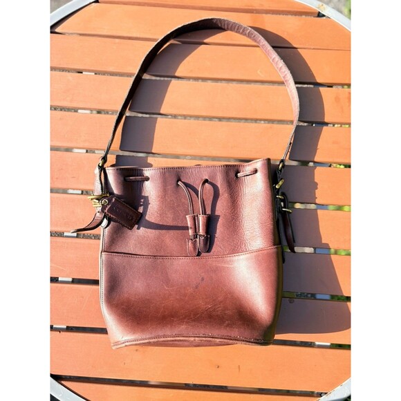 Vintage Coach 98104 Legacy Drawstring Bucket Bag Brown Leather USA J7D Purse Vtg - Picture 1 of 8